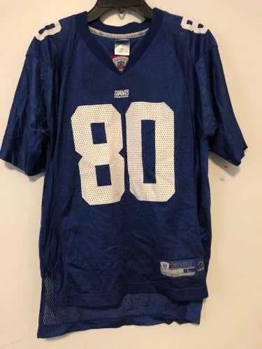 NEW YORK GIANTS Youth Large Football Jersey #80 SHOCKEY Blue Reebok NFL