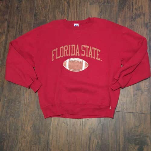 Vtg Florida State Seminoles  Embroidered Football Crewneck Sweatshirt Size Lg