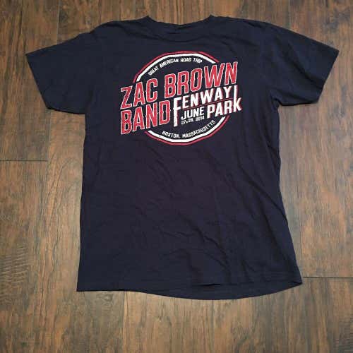 Zac Brown Band Fenway Park 2014 Great American Road Trip T-Shirt Navy size large