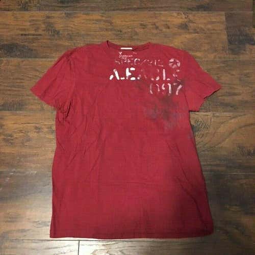 American Eagle Outfitters Logo Short Sleeve maroon T Shirt Top Size M