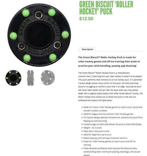 Green Biscuit Roller Hockey Pucks (2-pack)