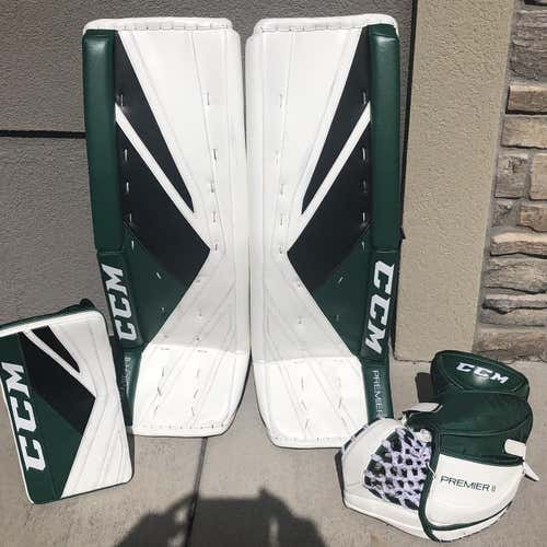 Green Used Senior 34" CCM Regular Premier II Pro Goalie Full Set