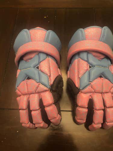 Pink And blue Player Brine Thriller Lacrosse Gloves 13"