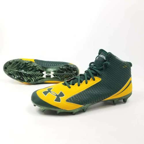 New Under Armour Mens Size 14 Nitro Clutch Fit Football Cleats Green Yellow