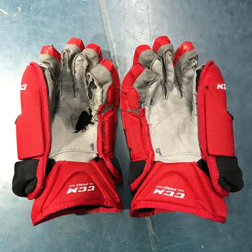 Red Used Senior CCM HG12XP Gloves 14" Pro Stock (UG100)