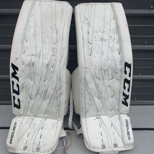 White 34+2 CCM Premier Pro Goalie Leg Pads