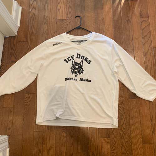 White Fairbanks Ice Dogs XL Bauer Jersey