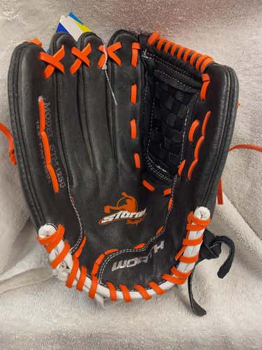 Black/Orange New Worth Left Handed Storm Softball Glove 12.5"