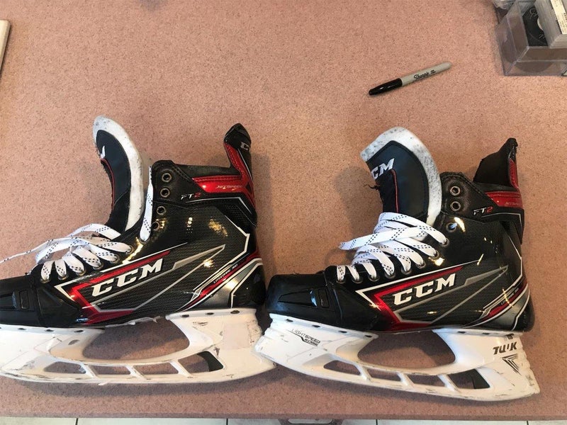 Used CCM JetSpeed FT2 D&R (Regular) Pro Stock Size 10.5 Hockey Skates Bellemare Avalanche Game Used