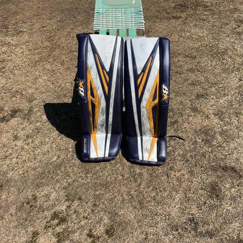 White Used 34" Brian's Gnetik Pro 3 Pro Stock Goalie Leg Pads