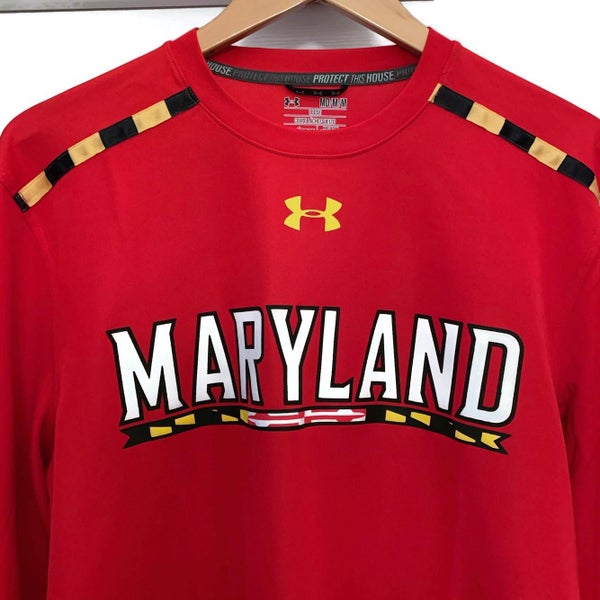 Under Armour UA Heat Gear Men’s Long Sleeve Shirt Loose Fit Maryland Terps Red