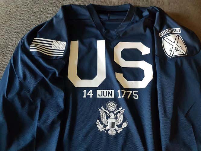 US Army, 10th Mountain Jersey - Senior Large, Navy/White