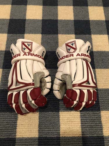 White Used Player Under Armour BioFit 13" Lacrosse Gloves