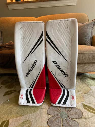 White Used 35" Bauer Vapor 2X Pro Goalie Leg Pads