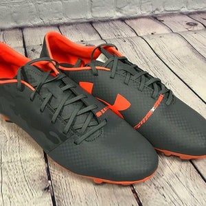 NEW Under Armour Spotlight DL FG Soccer Cleat Shoes Color Grey Orange Size 10.5