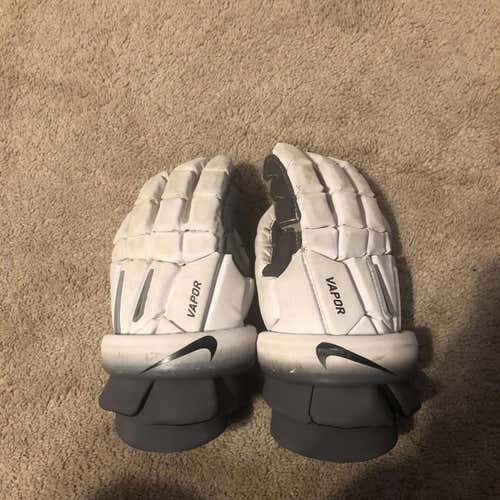White Nike Vapor 10" Lacrosse Gloves