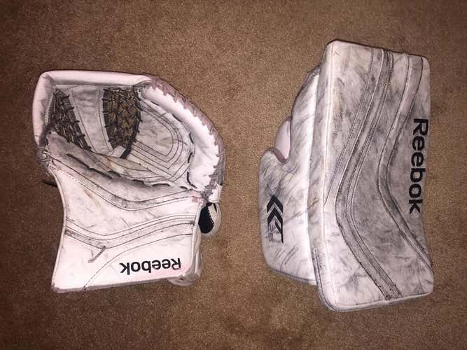 Reebok XLT28 White Goalie Glove & Blocker Set Regular Senior