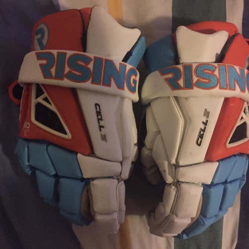Blue Used Player STX Cell IV 13" Lacrosse Gloves