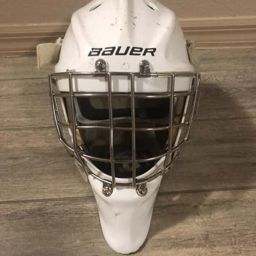 White Used Bauer 960XPM Pro Stock Goalie Mask