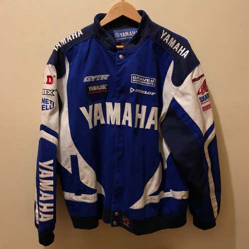 Yamaha Racing Mens Cotton Twill Embroidered Jacket sz XL