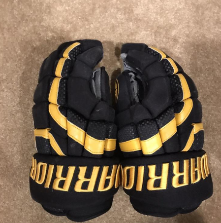 Used Black and Yellow Senior Warrior Covert DT2 Gloves 14"