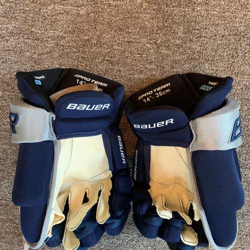 Blue New Bauer Vapor Pro Team 14" Pro Stock Gloves