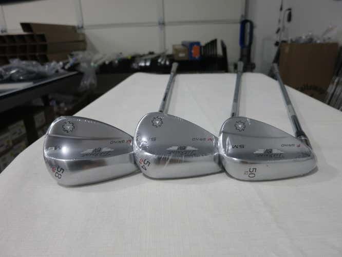 Titleist Vokey SM6 Tour Chrome Wedge Set - 50* - 54* - 58* - Steel - NEW - LH
