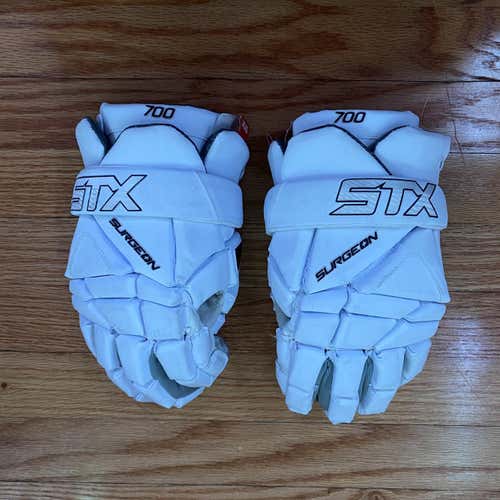 (NEED GONE ASAP TAKING OFFERS) White Used Player STX Surgeon 700 13" Lacrosse Gloves