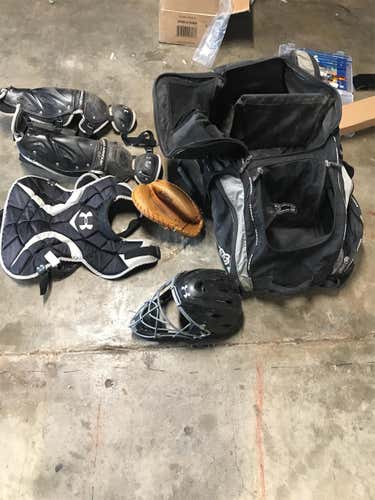 Used Under Armour Catcher's Set, Rawlings Catcher Glove And Catchers Bag