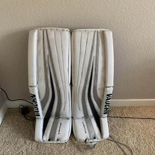 White Used 34" Vaughn Ventus SLR Pro Carbon Pro Stock Goalie Leg Pads