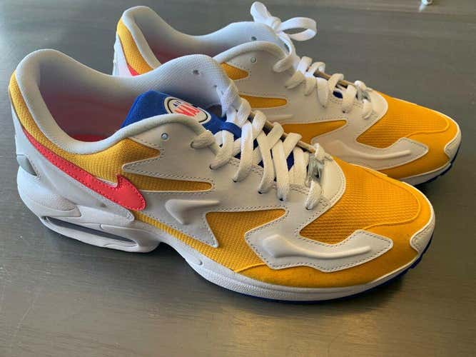 Nike Air Max 2 Light Shoes Gold Crimson-Racer Blue-White AO1741-700 Mens Sz 11.5