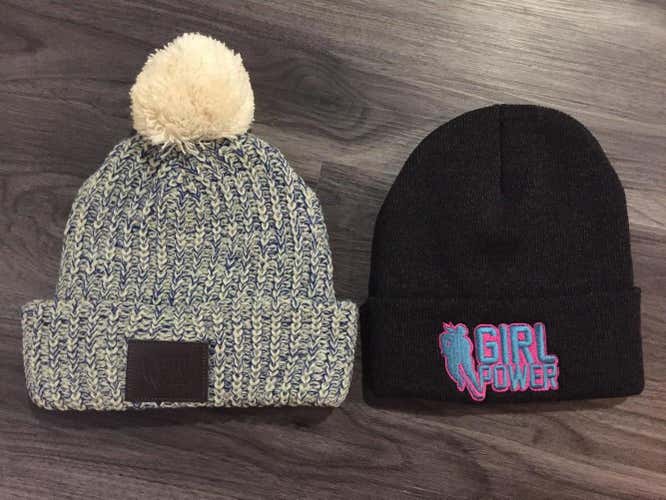 NEW - 2 GIRL POWER hockey hats. Winter. Girls. Womens.