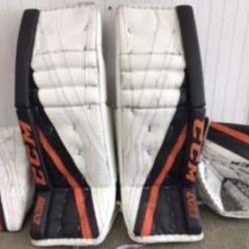 Black Used Senior 34" CCM Extreme Flex lll Goalie Leg Pads Pro Stock