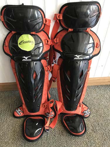 Black New Adult Mizuno Catcher's Leg Guards