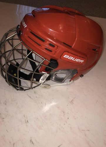 Red Used Medium Bauer Re-Akt 75 Helmet