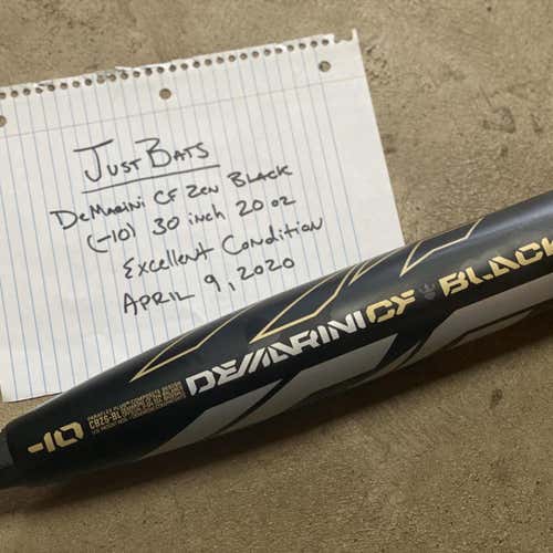 Used  Composite CF Zen Black (-10) 20 oz 30" Bat Excellent Shape Warranty Replacement