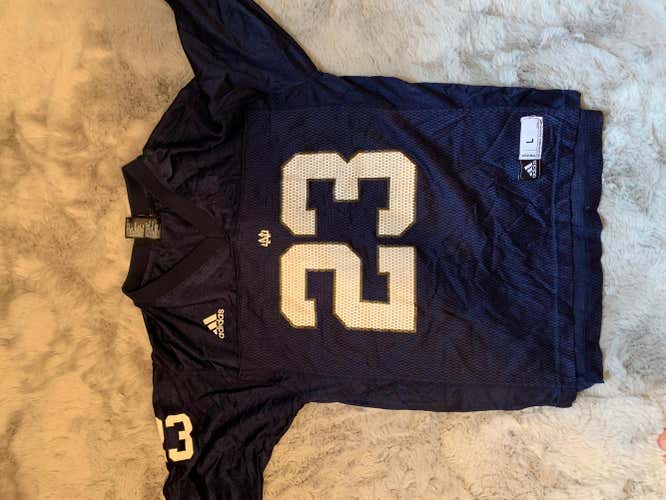 Notre Dame University- Navy Blue Used Men's Youth Large Adidas Jersey