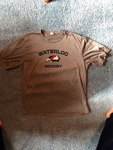 Waterloo Black Hawks Gray Men's Medium Workout Shirt