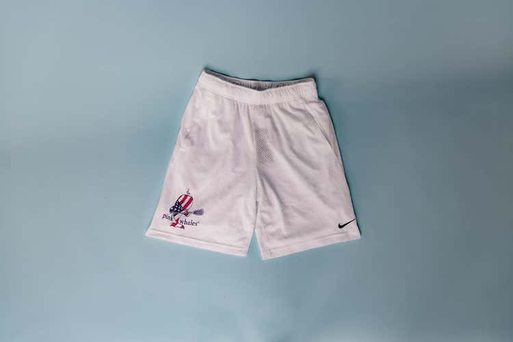 White Mesh Pink Whales USA Men's Small Nike Shorts