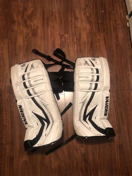 White Used 24" Vaughn Velocity V4 Goalie Leg Pads