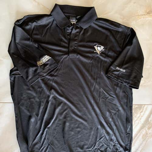 Penguins Athletic Fit Black Polo