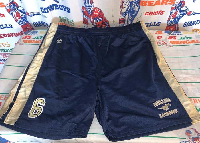 Mullen Mustangs HS (Denver, CO)  Team Issued Blue Men's XXL Lacrosse Shorts #6