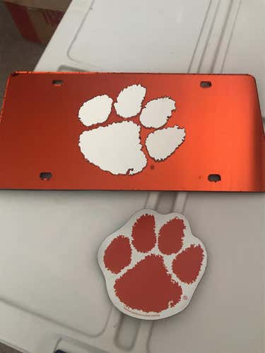 Orange New Clemson License Plate & Magnet