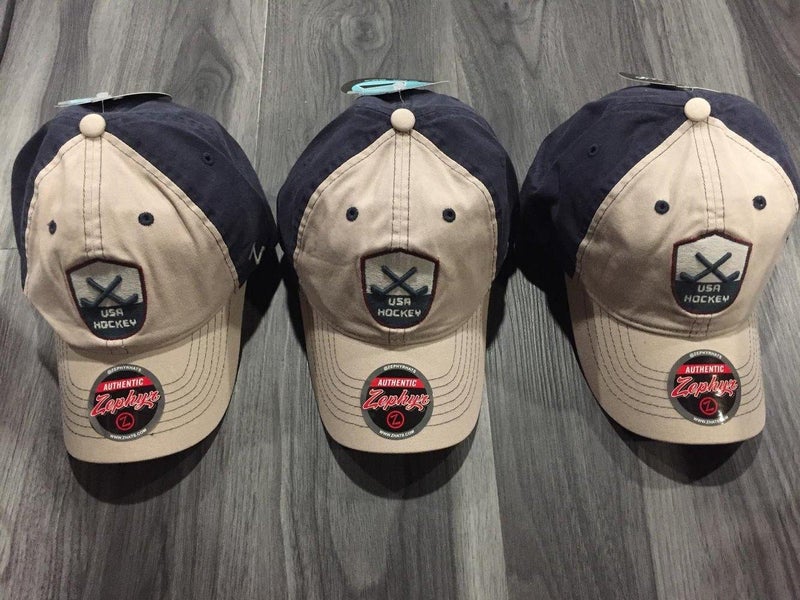 NEW - USA Hockey Hats, all 3! New With Tag. Ice Hockey, Roller Hockey, Red, Cream, Blue hats