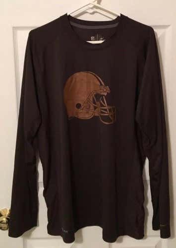 Cleveland Browns Pro Stock L/S On-Field Warmup Shirt Brown, Sz. XL
