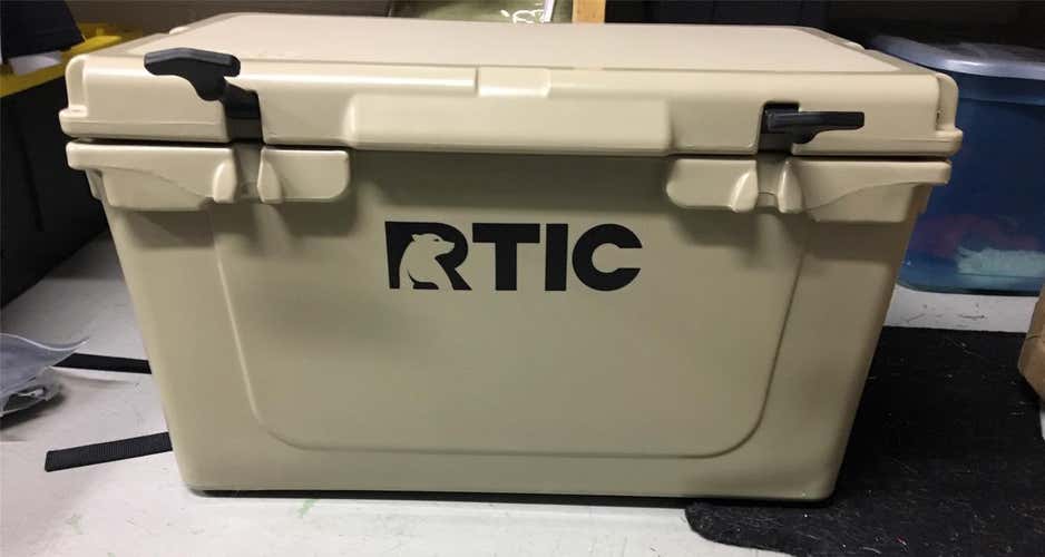 RTIC 45 Cooler Tan (Basket and Cutting Board/Divider Included)