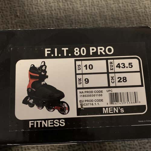 K2 Fit 80 Pro Size 10 Inline Skates