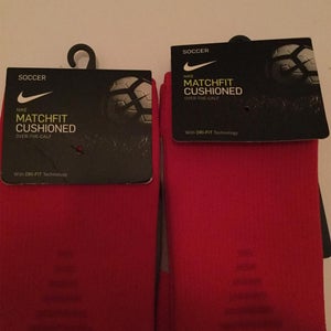 2 Pairs Red Nike Matchfit Soccer Socks