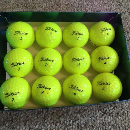 One Dozen Used Yellow Titleist Tour Soft Golf Balls