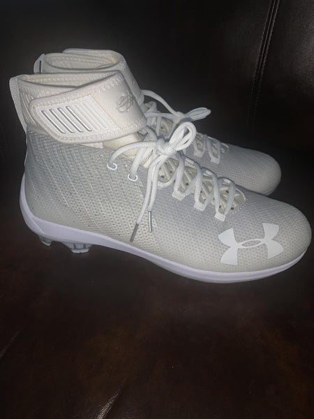 White New Adult Men's Men's 10.5 (W 11.5) Metal Cleats Under Armour High Top